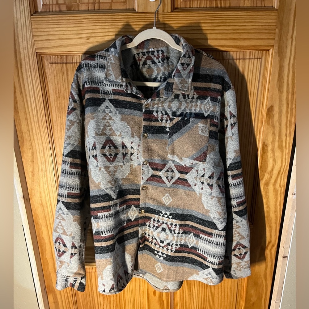 Men’s Aztec Style Button Up
